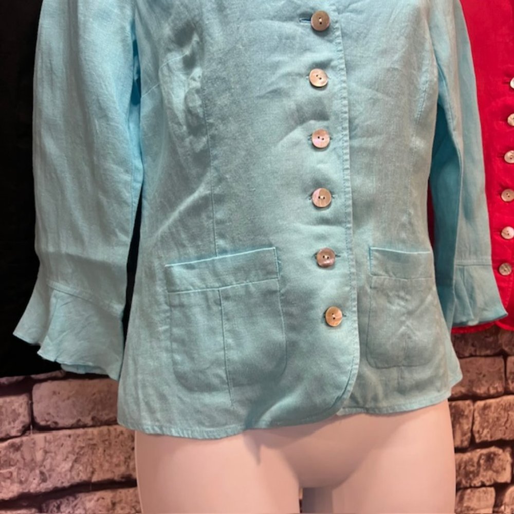 Talbots Set Of 3 Linen Button Down Blouses Size 2 - image 3